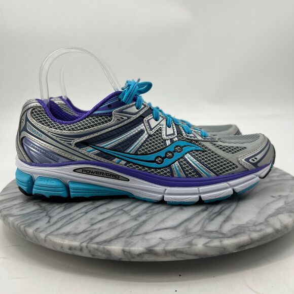 Saucony Womens 9 Omni 13 Running Shoes Silver Blue Lace Up Athletic Breathable - Picture 2 of 13